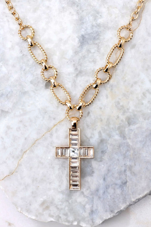 AS SEEN ON ASHLEE NICHOLS!! The "My Faith" Gold Cross Necklace (8100236722415)