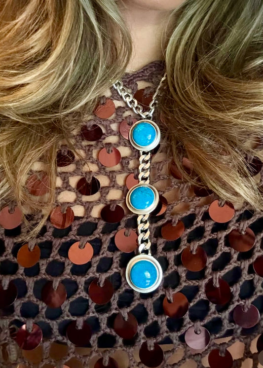 AS SEEN ON KATIE LANGLEY!Cabachon Triple Drop Necklace in Gold - PRE ORDER