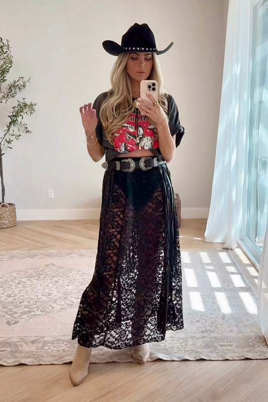 NEW!! Flowy Black Lace Maxi Skirt