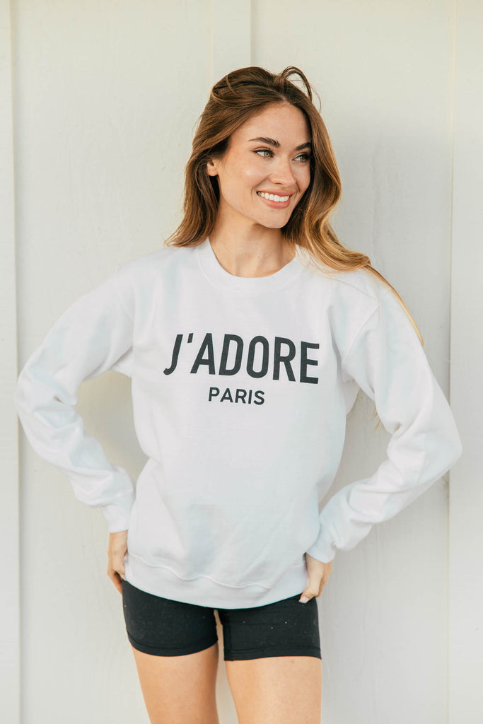 "J'ADORE" Sweatshirt in White
