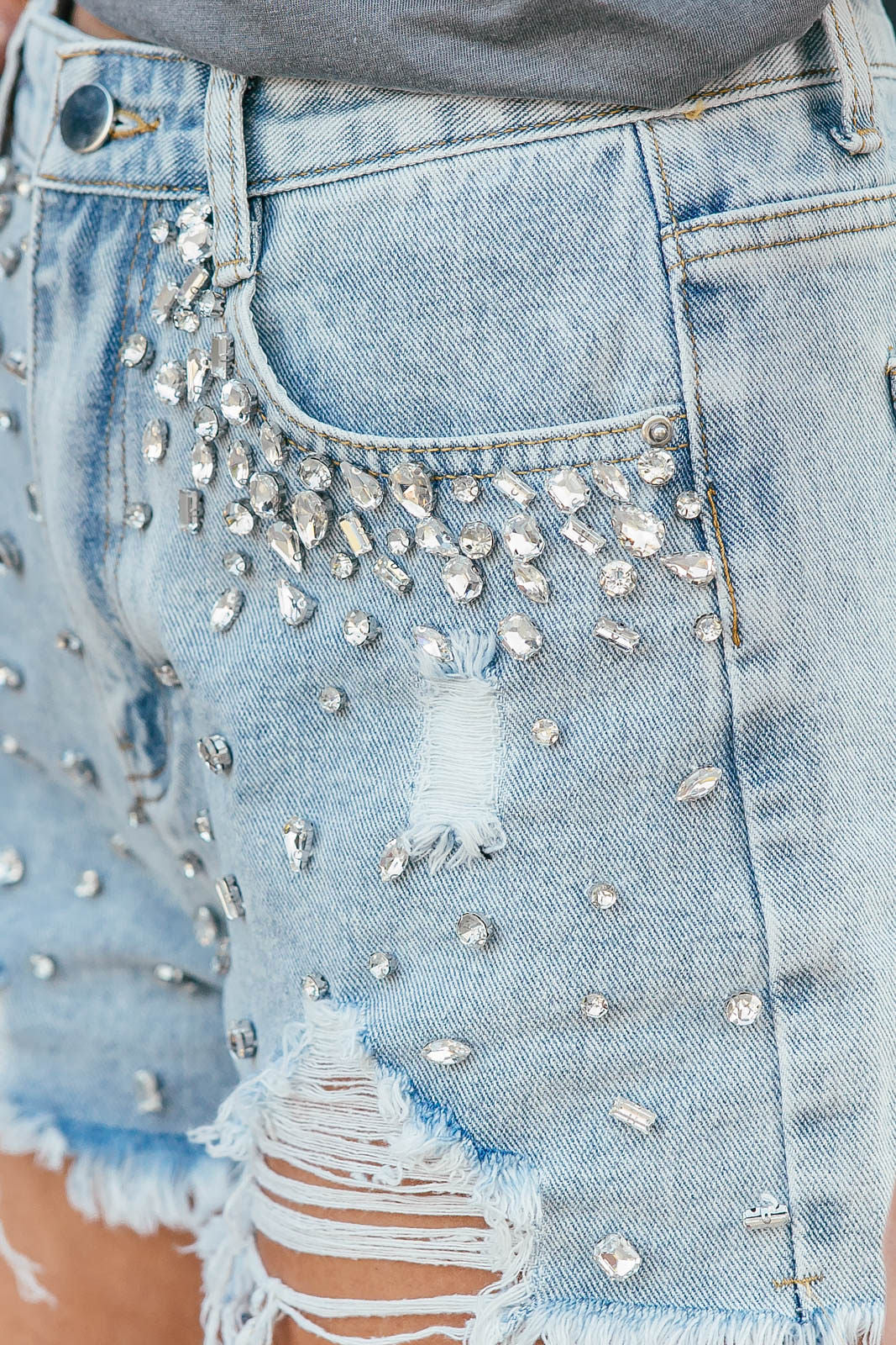 BEST SELLER!! Rhinestone Denim Shorts (8023525261551)