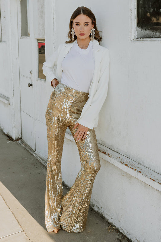 FINAL SALE!! Mercury Bells Gold Sequin Pants by Show Me Your Mumu