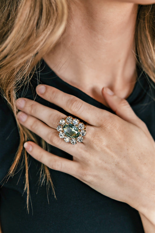 NEW!! Edith Swarovski Crystal Ring in Indian Sapphire