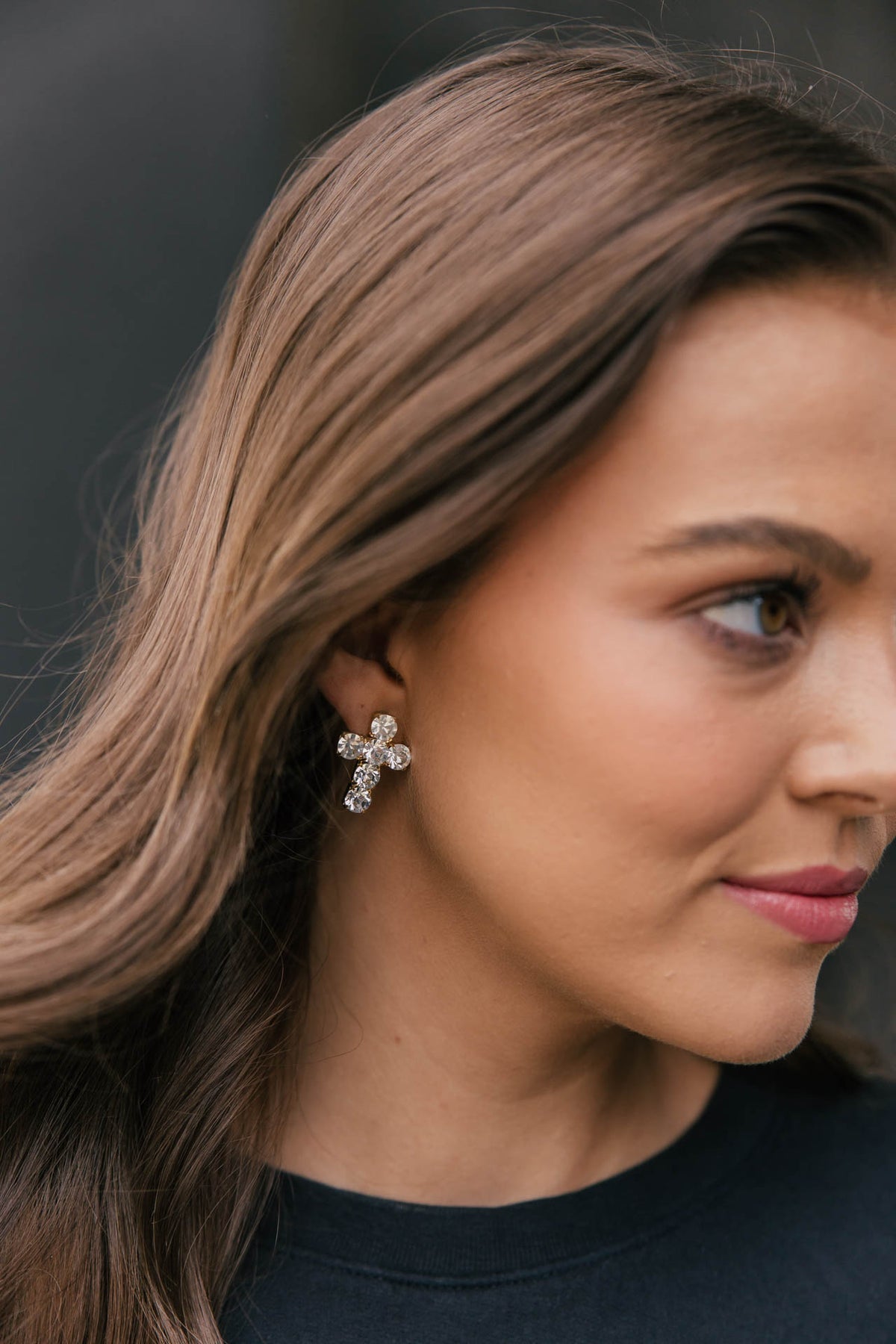 Crystal Cross Earrings in 2 Colors