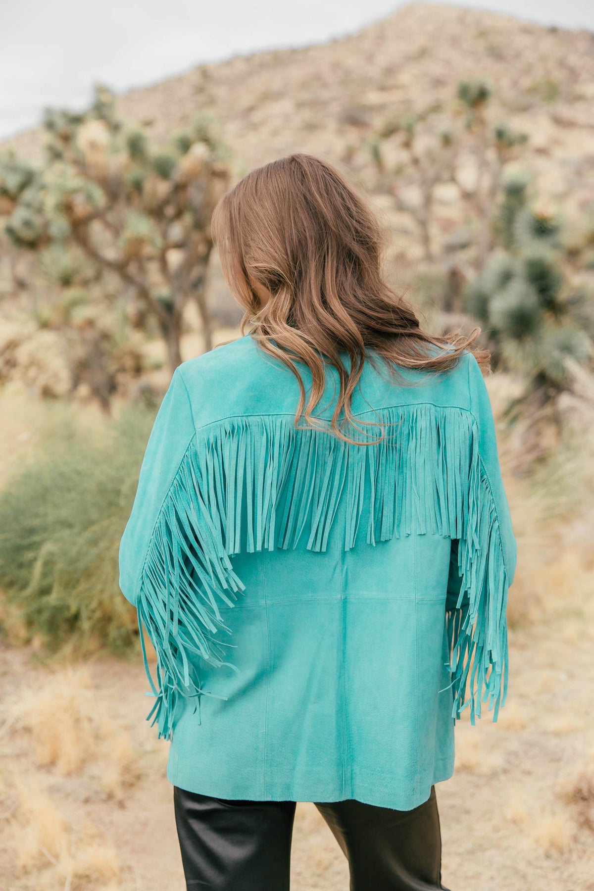 Turquoise Fringe Suede Blazer - PREORDER
