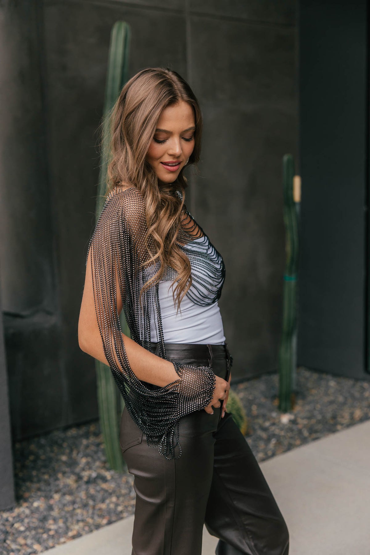 Crystal Drape Mesh Top in 2 Colors