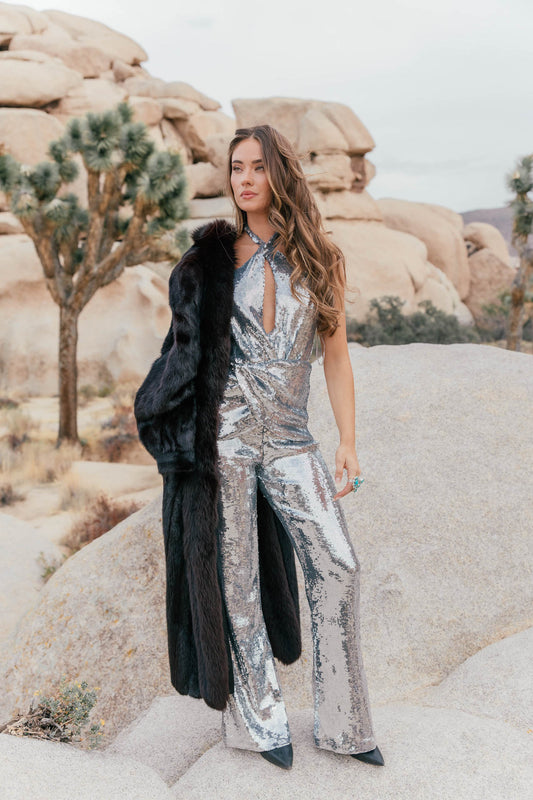 The "Icon" Sequin Jumpsuit in Silver