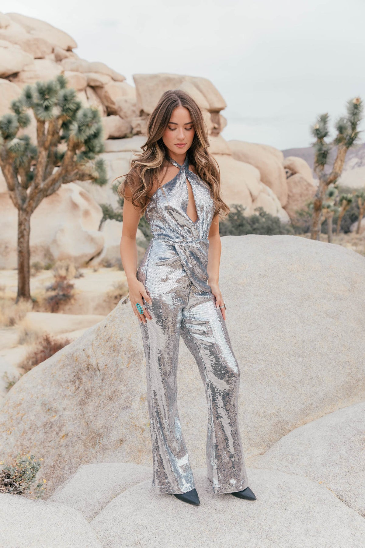 The "Icon" Sequin Jumpsuit in Silver