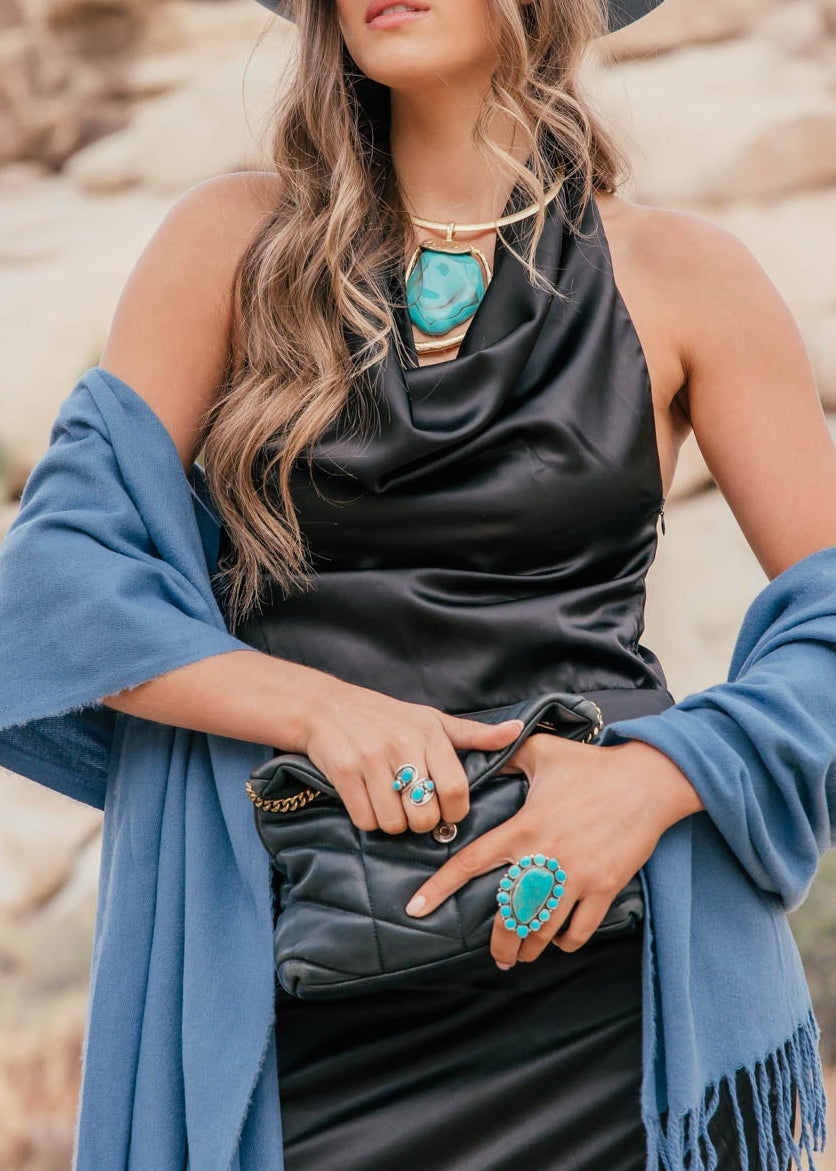 "Free Rein" Cabochon Collar Necklace - Turquoise