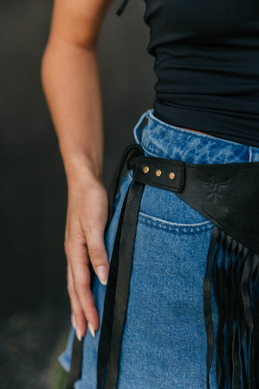 Genuine Leather Fringe Belt