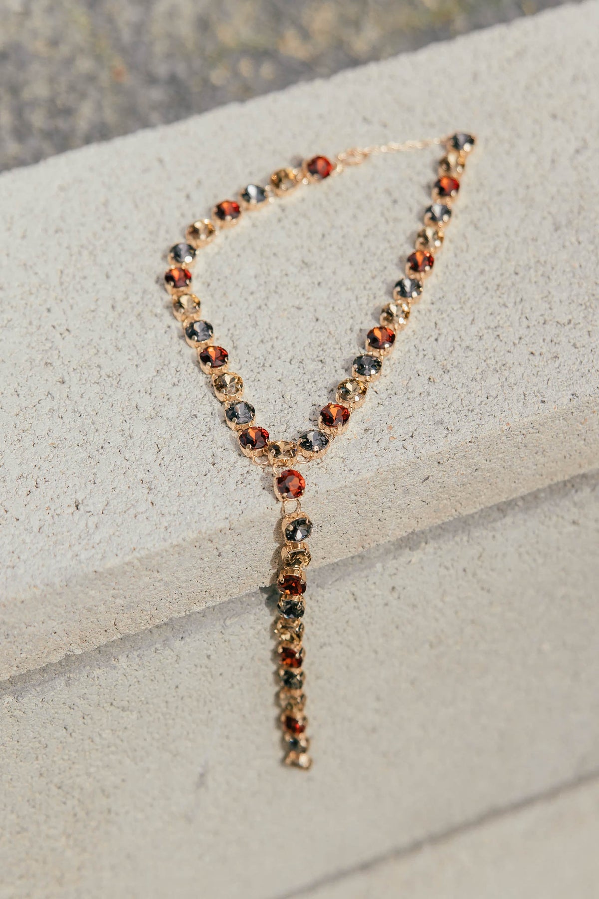 Crystal Lariat Necklace in 2 Colors