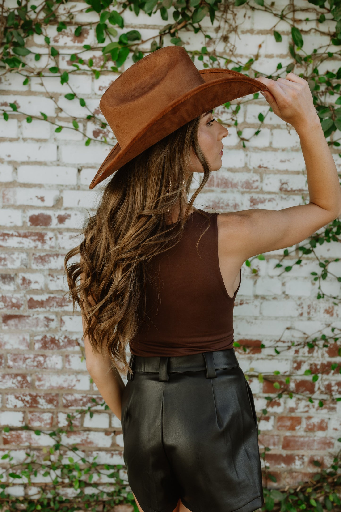 NEW!! The Kenny Faux Suede Cowboy Hat in Brown