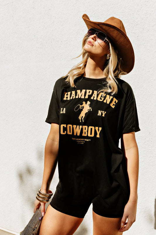 BEST SELLER!! Champagne Cowboy Oversized Graphic Tee