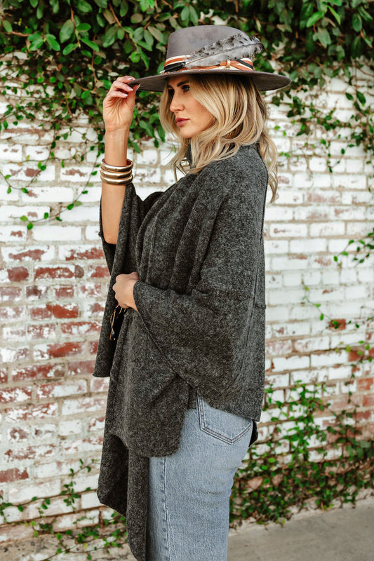 FINAL SALE!! Apres Chic Turtleneck Poncho in Charcoal