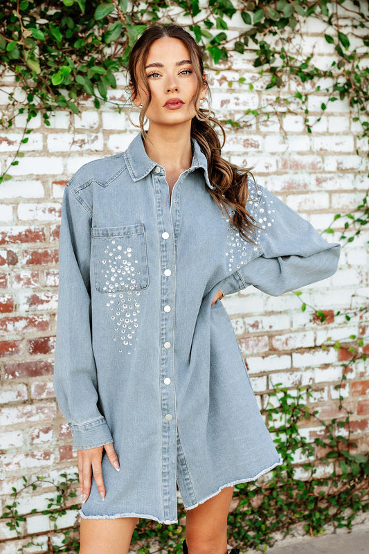 FINAL SALE!! Shania Rhinestone Denim Shacket & Dress