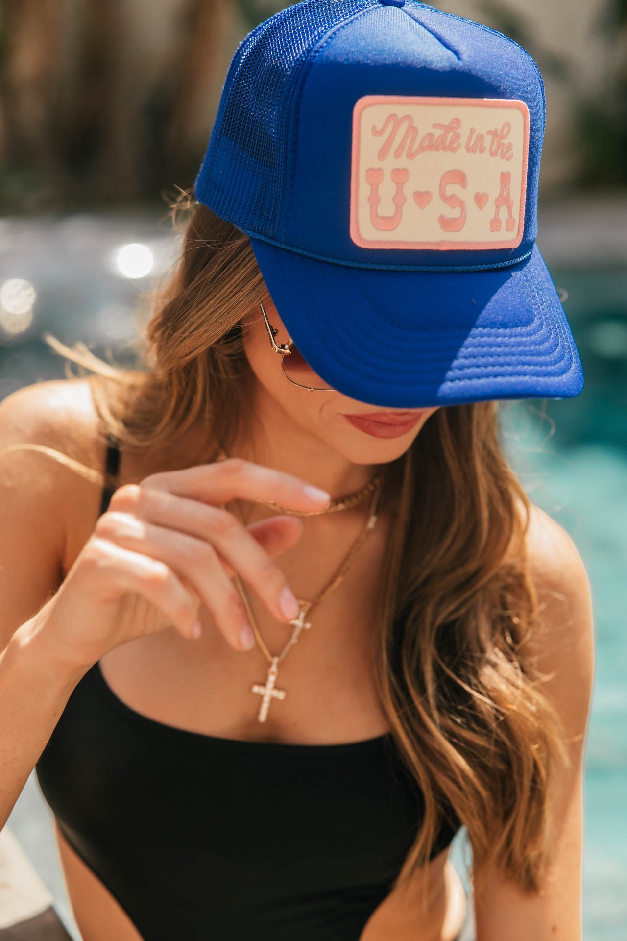 NEW!! "Made in the USA" Trucker Hat in Blue