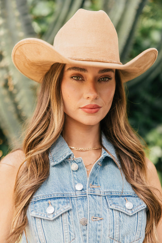NEW!! The Kenny Faux Suede Cowboy Hat in Camel