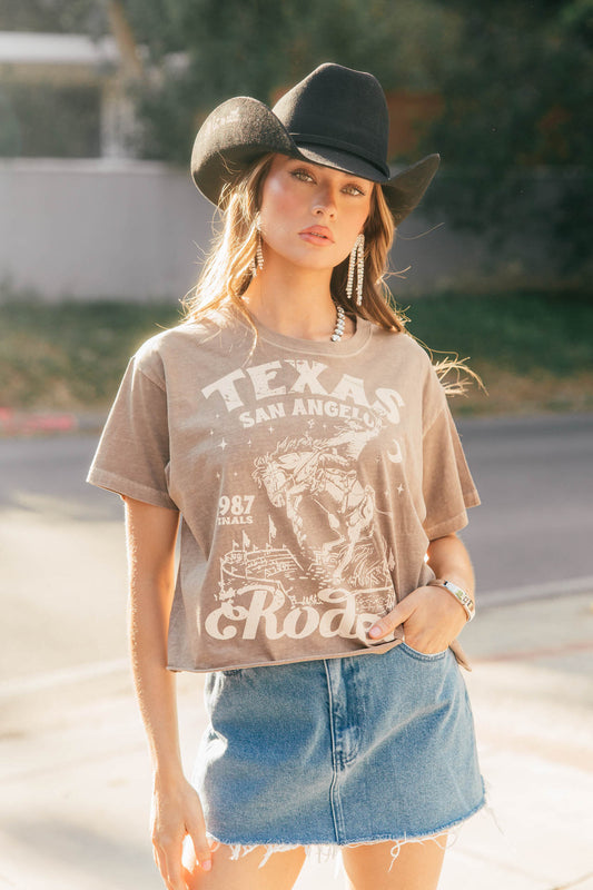 NEW!! "Texas Rodeo" Oversized Cropped Tee