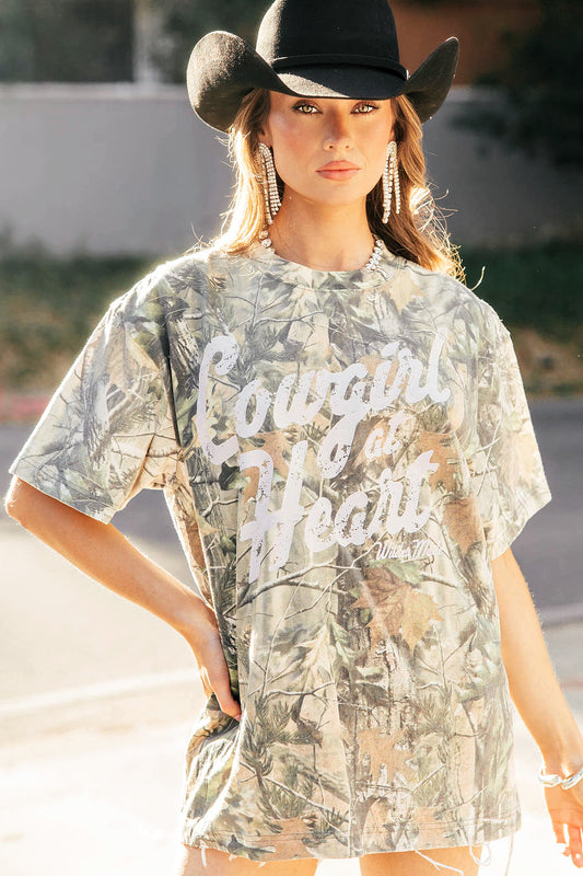 Cowgirl at Heart Camo Graphic Tee