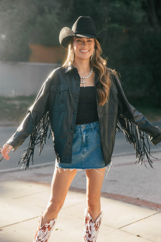 NEW!! Phoenix Faux Leather Fringe Jacket