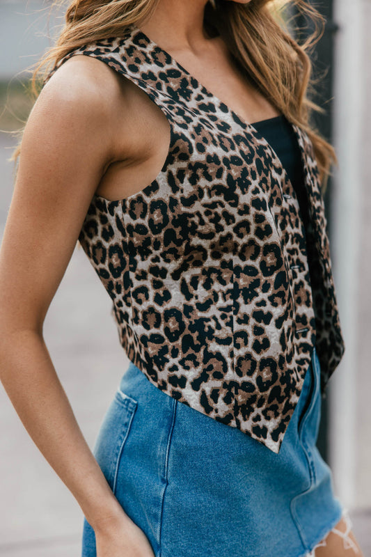 FINAL SALE!! Leopard Print Button Vest