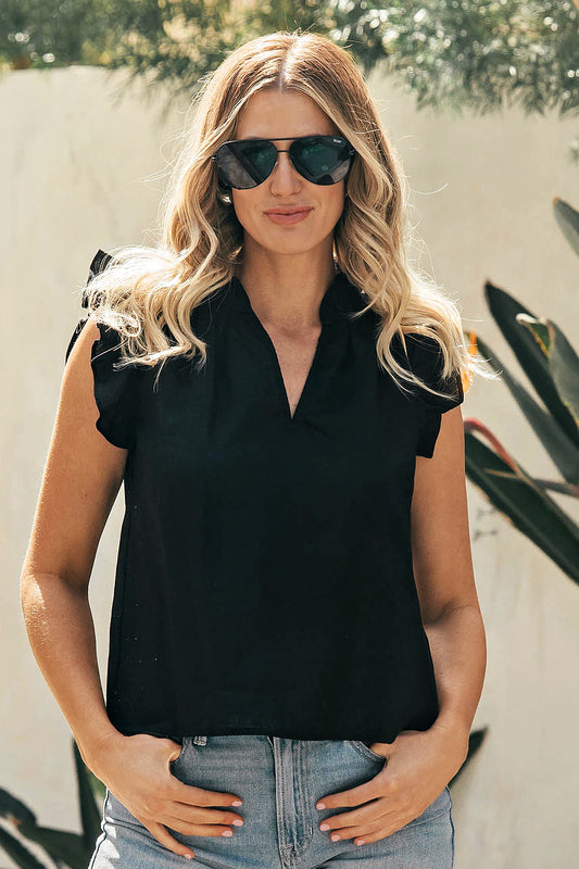 FINAL SALE!! Poppy Linen Blouse in Black (8594102190319)