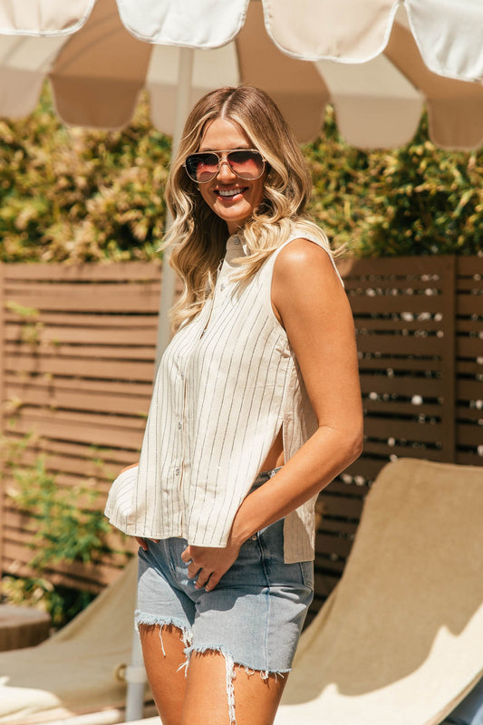 FINAL SALE!! Crystal Embellished Top in Ivory