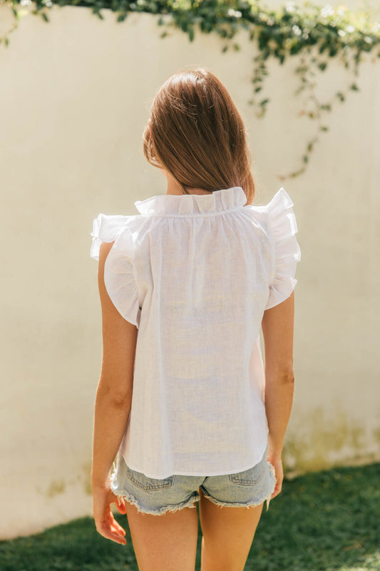 FINAL SALE!! Poppy Linen Blouse in White
