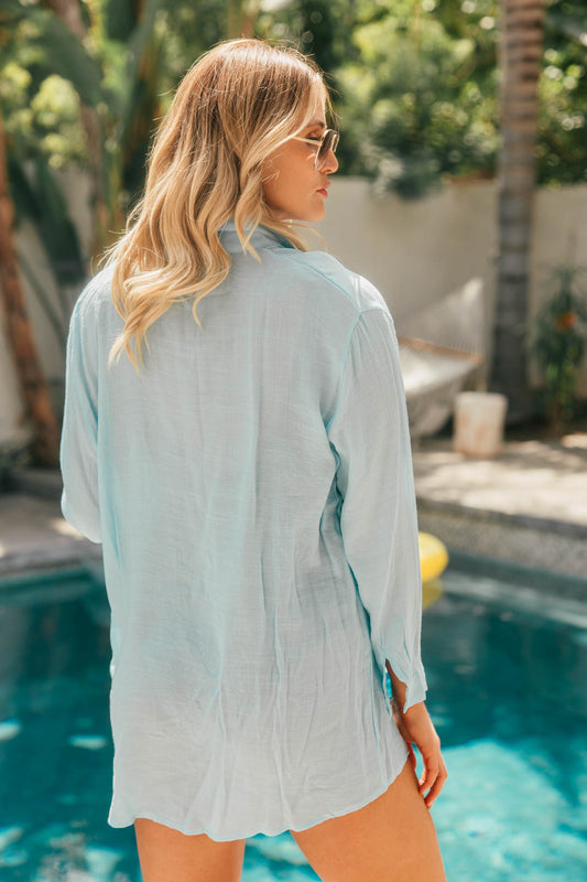 FINAL SALE!! The Tulum Long Sleeve Tunic in Blue