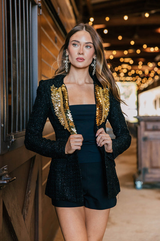 NEW!! Gold Buckle" Metallic Tweed Blazer