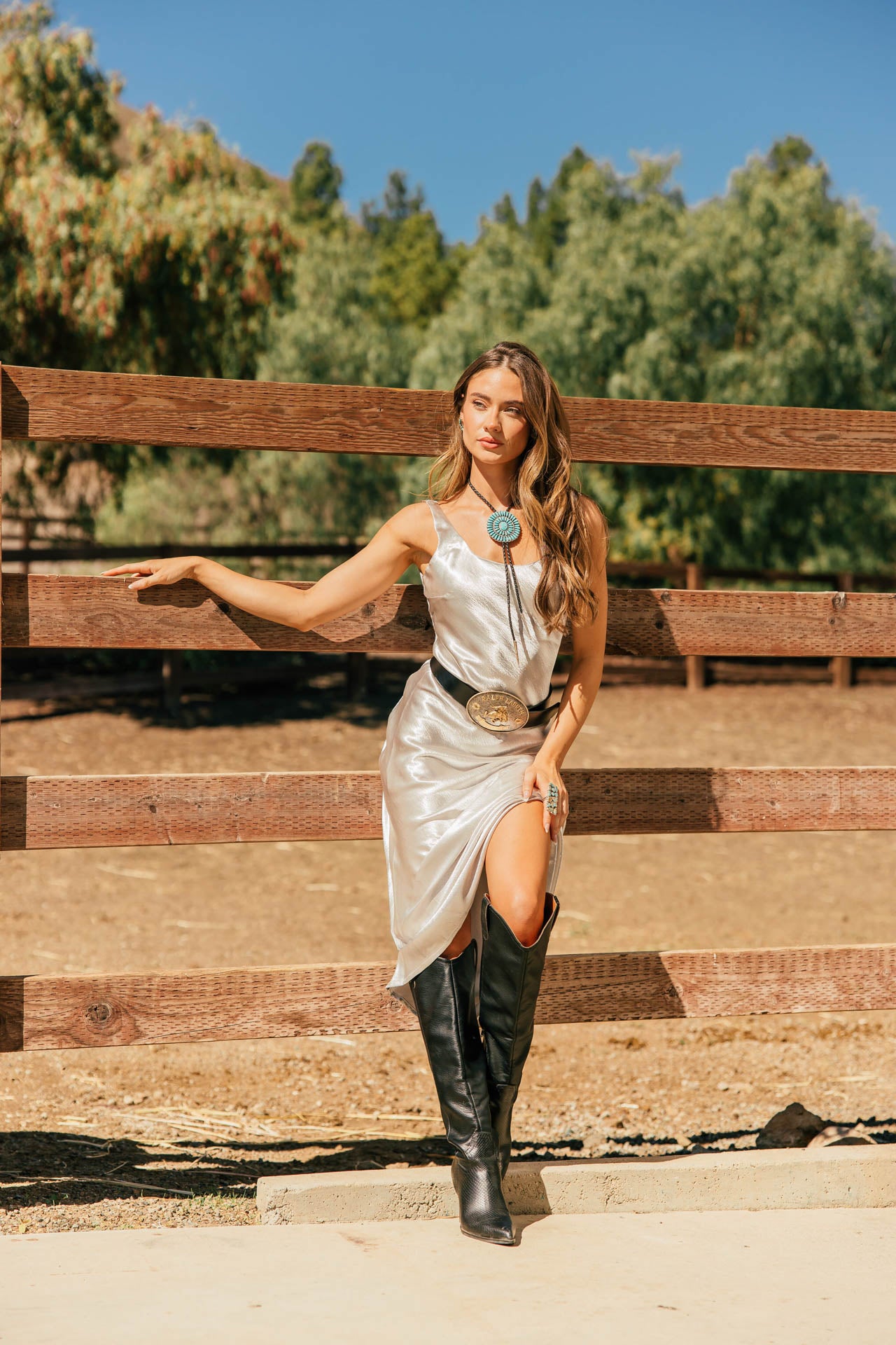 NEW!! "Gilded Girl" Silver Satin Maxi Dress