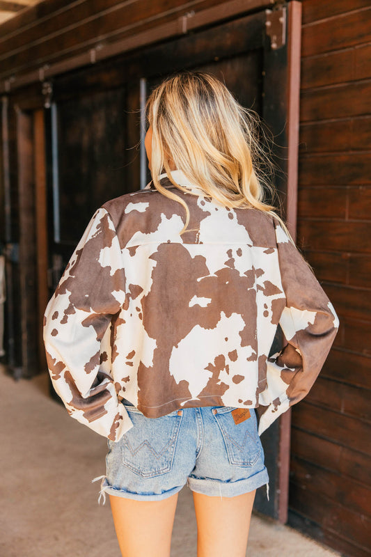 NEW!! Cow Print Faux Suede Top