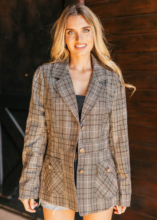 "Heritage" Plaid Blazer w/ Gold Buttons