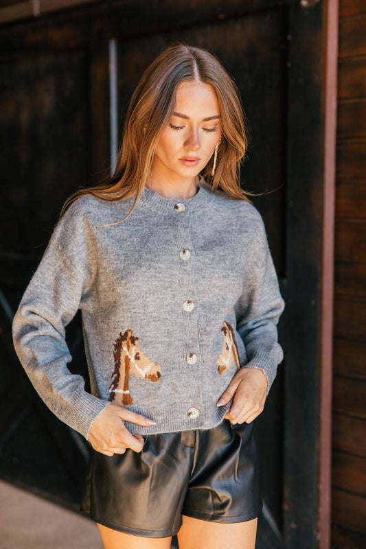 NEW!! Horse Cardigan in Grey