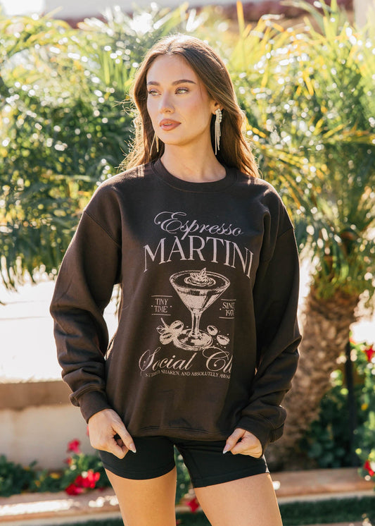 NEW!! Espresso Martini Social Club Sweatshirt in Brown