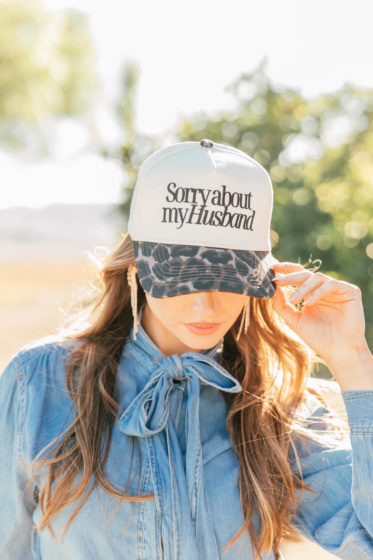 NEW!! Sorry About My Husband Vintage Trucker Hat in Leopard