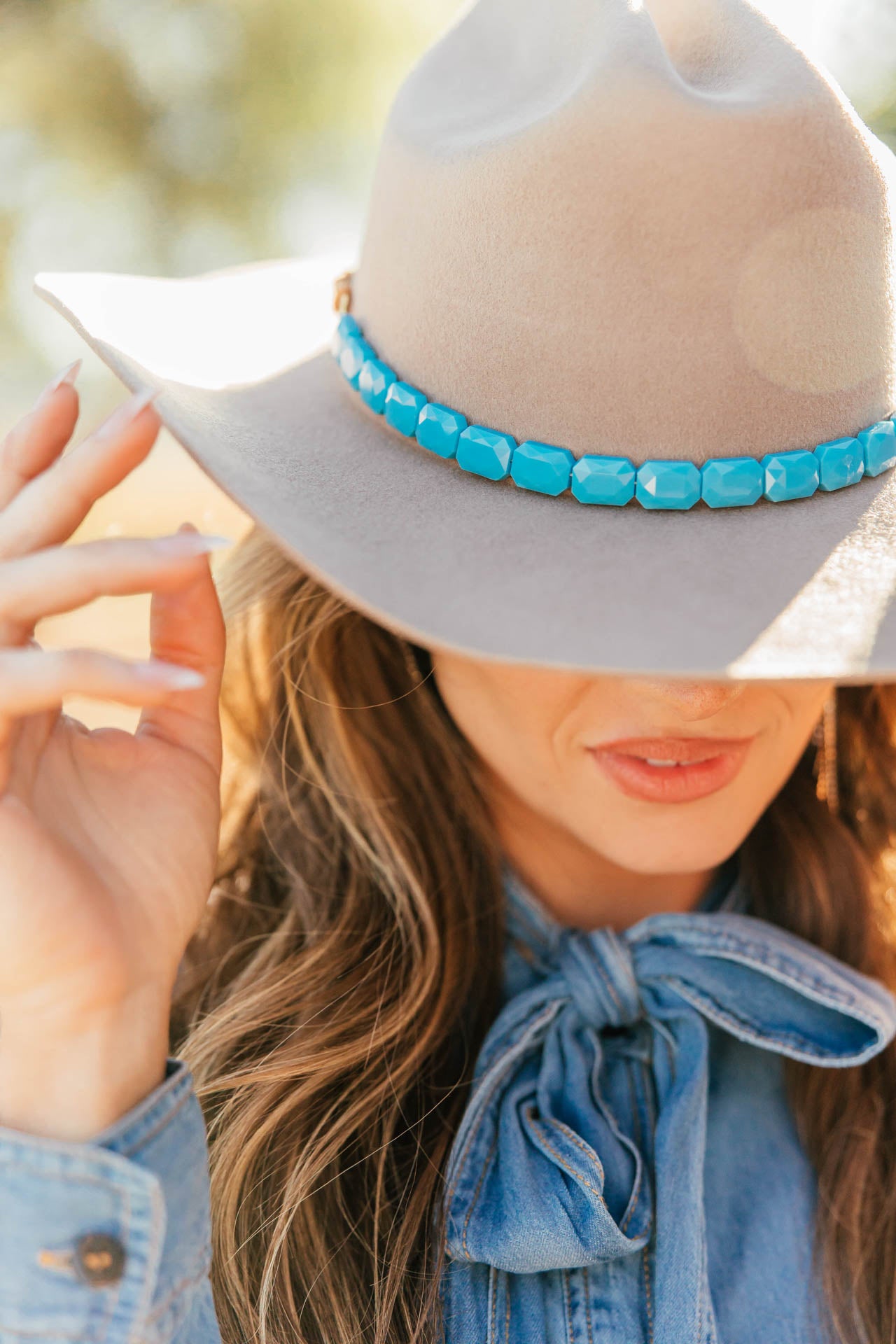 NEW!! Turquoise Beaded Hat Band
