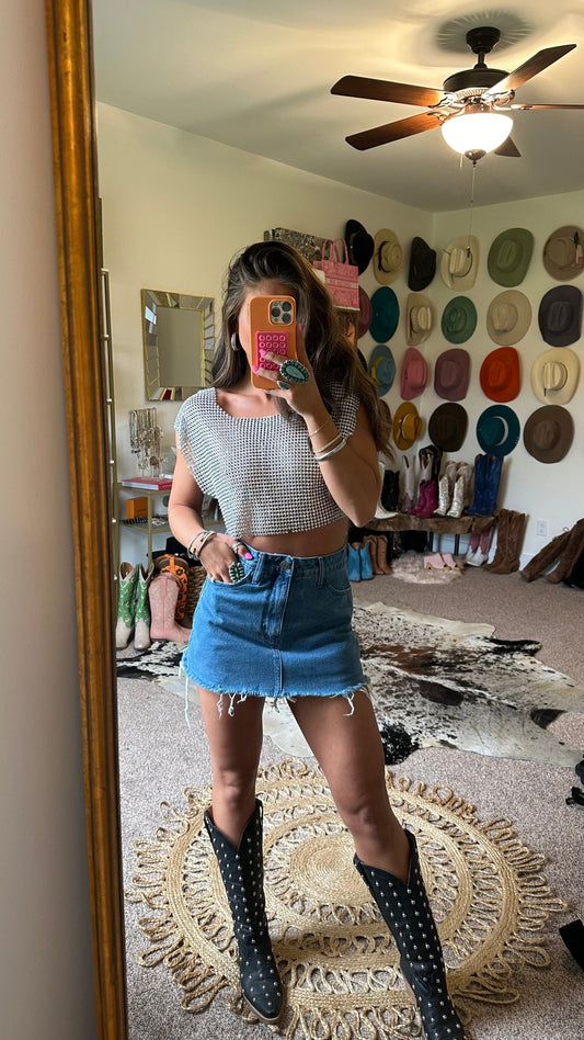 AS SEEN ON ALLISON CLAIRE!! She's a Stunner" Rhinestone Tank in Clear