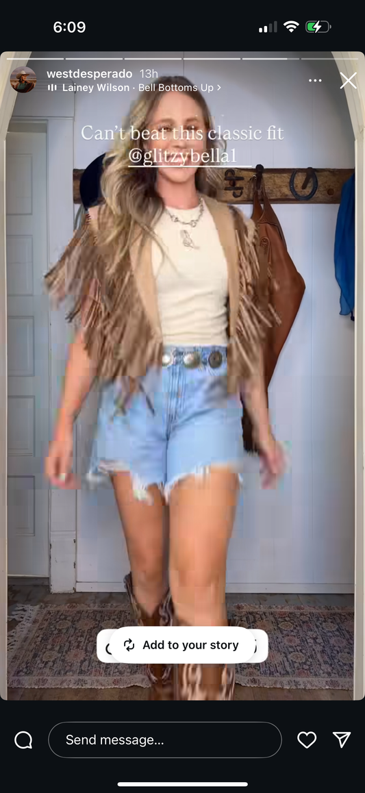 NEW!! The "Bronc" Fringe Suede Shawl in Tan