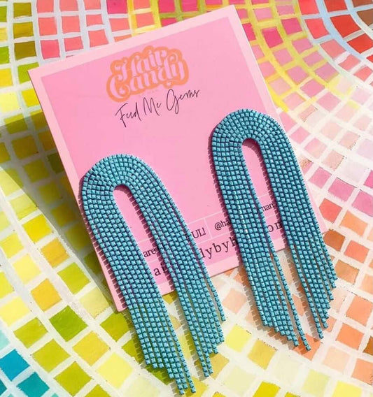 BEST SELLER!! Texas Turquoise Rainbow Long Earrings