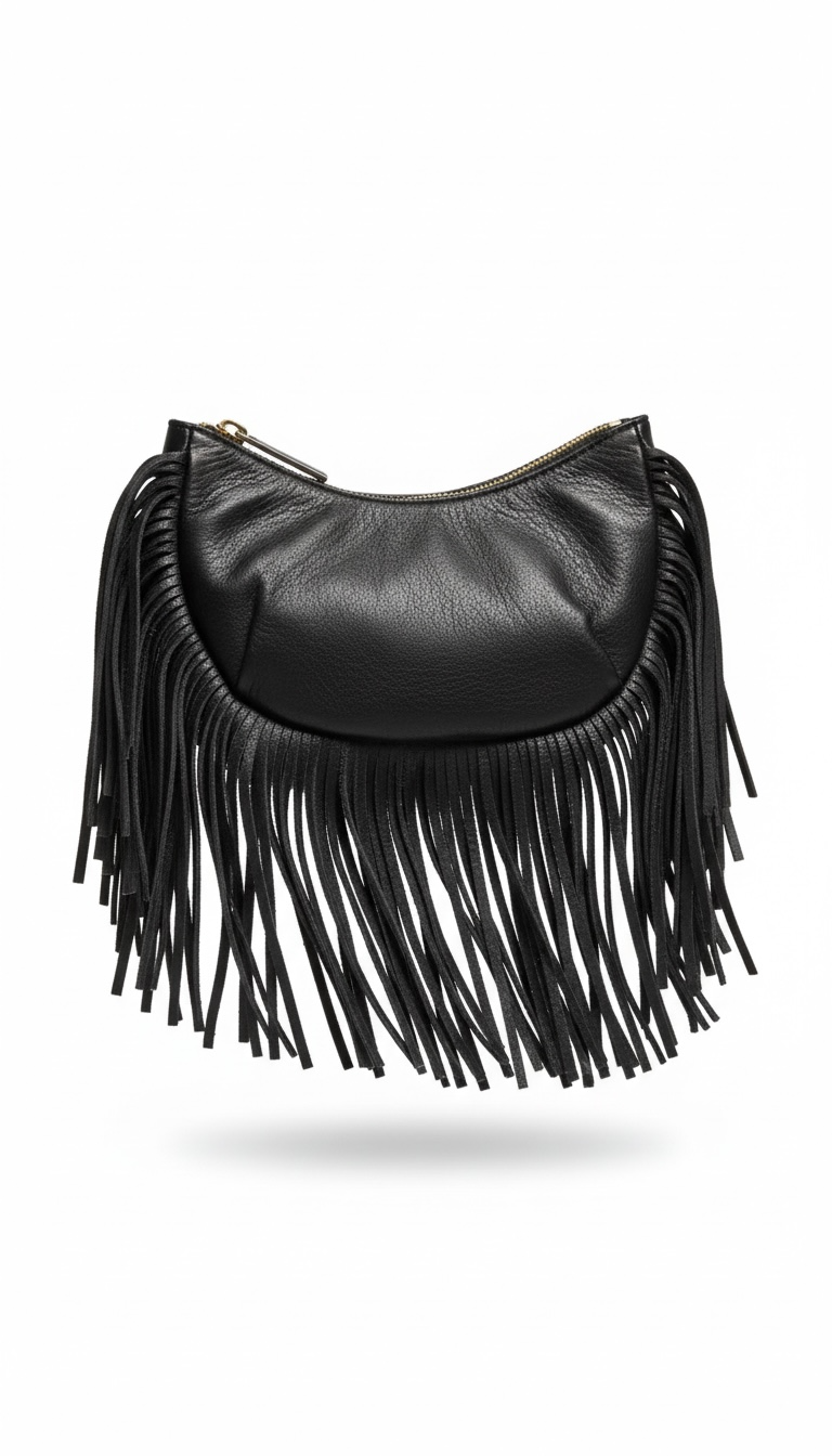 "Headliner" Fringe Purse in Black
