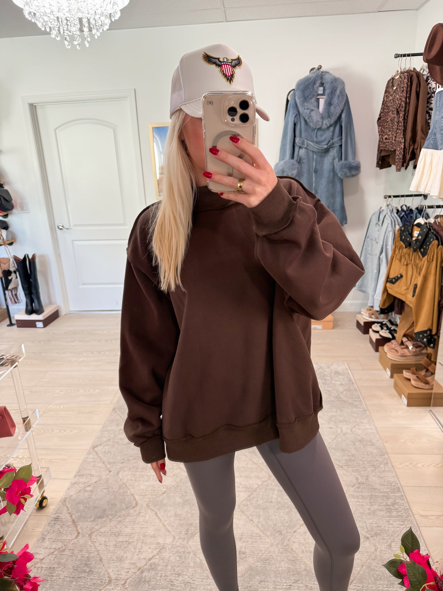 NEW!! "Lounge Mode" Mockneck Sweatshirt in Mocha