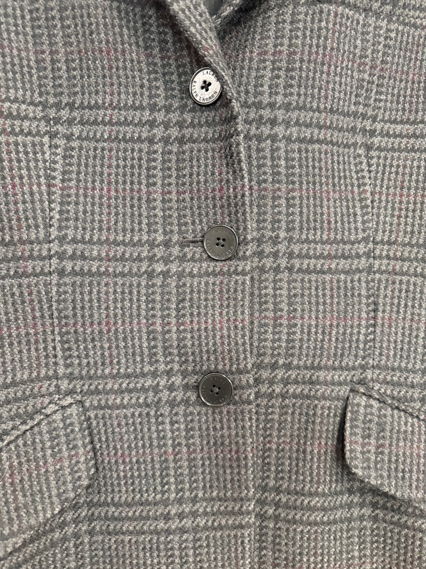 NEW!! Vintage Ralph Lauren Black Plaid Wool Blazer Size 10