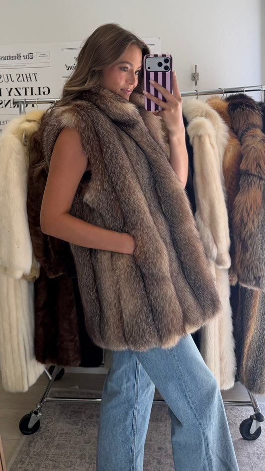#60 Vintage Crystal Fox Vest Size Medium