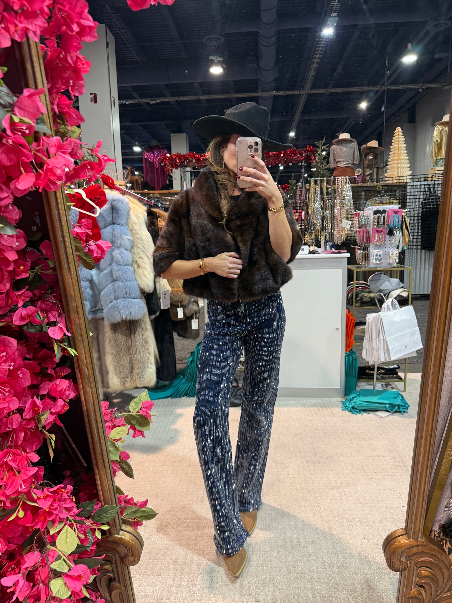 #147 Vintage Mahogany Mink Crop Fur Jacket Size Small