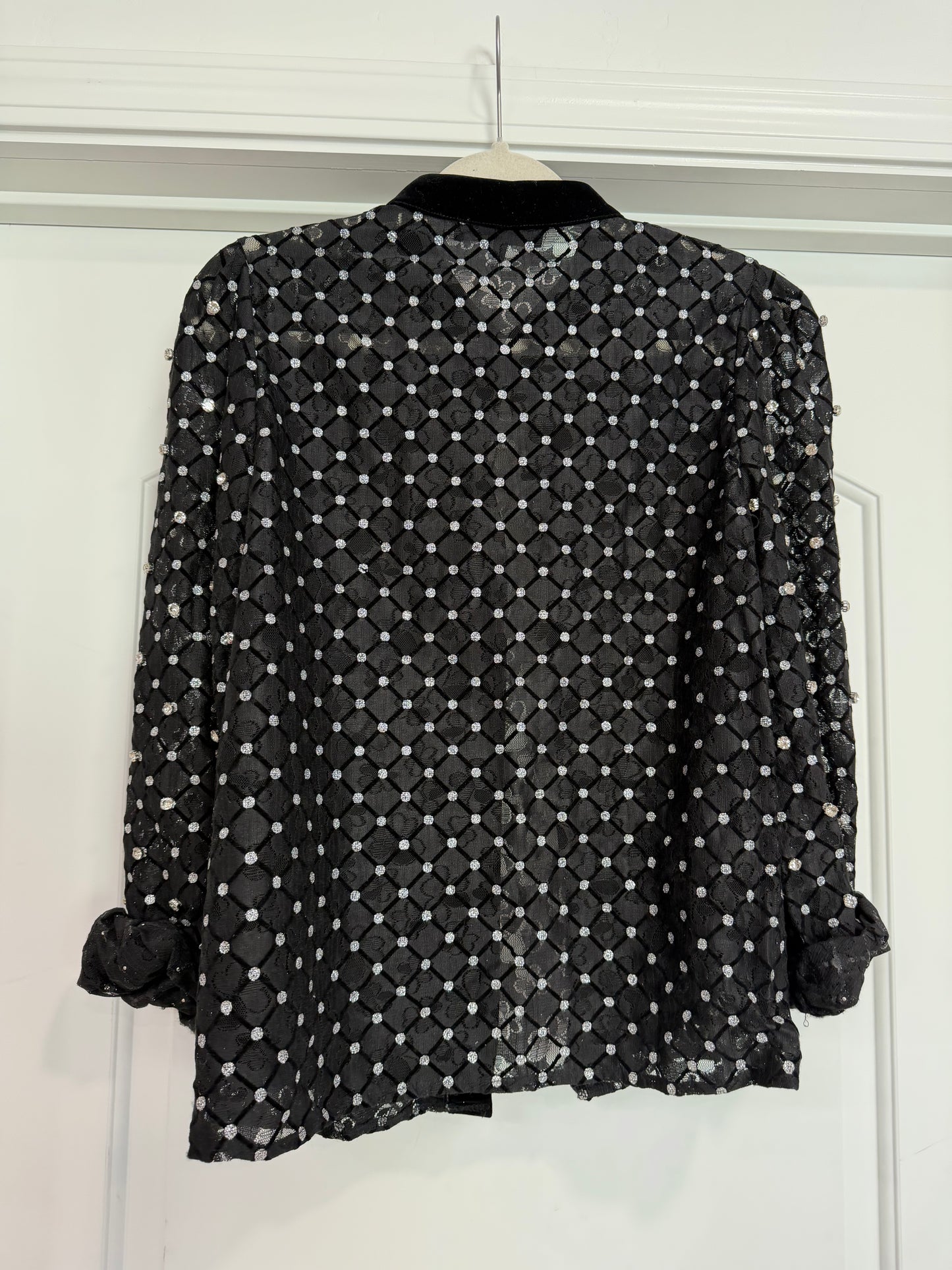 FINAL SALE!! Black Rhinestone Button Up Top