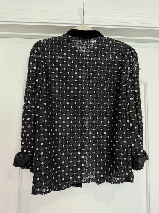 FINAL SALE!! Black Rhinestone Button Up Top