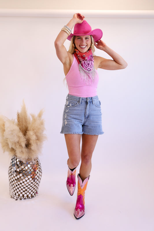 AS SEEN ON KRISTA HORTON!! Crystal Fringe Bandana in Pink Ombre