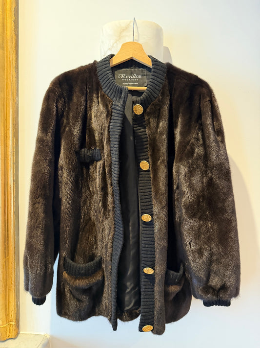 NEW!! Vintage Revillion Mahogany Mink Cardigan Size S/M