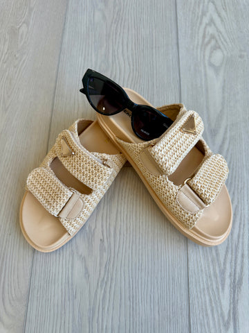 NEW!! The Tuscany Raffia Slide in Natural